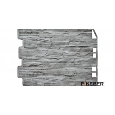 Фасадная панель ПВХ FineBer (Файнбир) Дачный Скол 3D-Facture Светло-серый